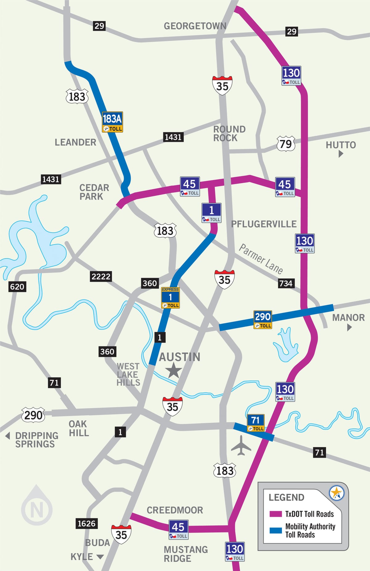 карта Остин терет путу